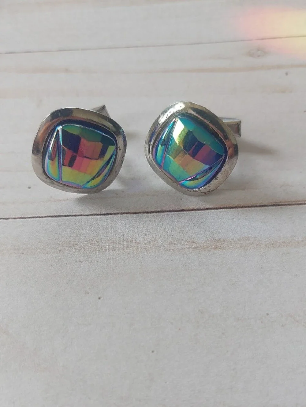 Iridescent Blue Multi-Color Men's Cufflinks